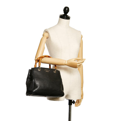 Gucci Bamboo Shopper Leather Handbag (SHG-29375)