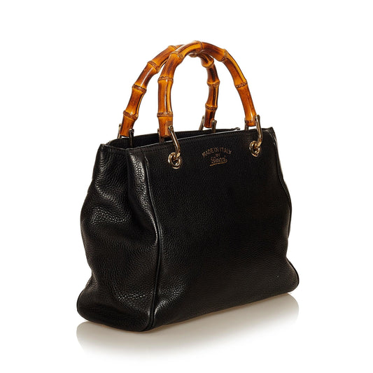 Gucci Bamboo Shopper Leather Handbag (SHG-29375)