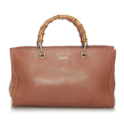 Gucci Bamboo Shopper Leather Handbag (SHG-29994)