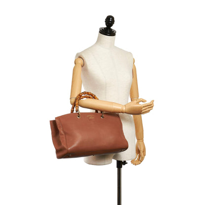 Gucci Bamboo Shopper Leather Handbag (SHG-29994)