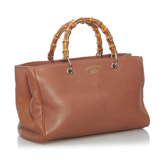 Gucci Bamboo Shopper Leather Handbag (SHG-29994)