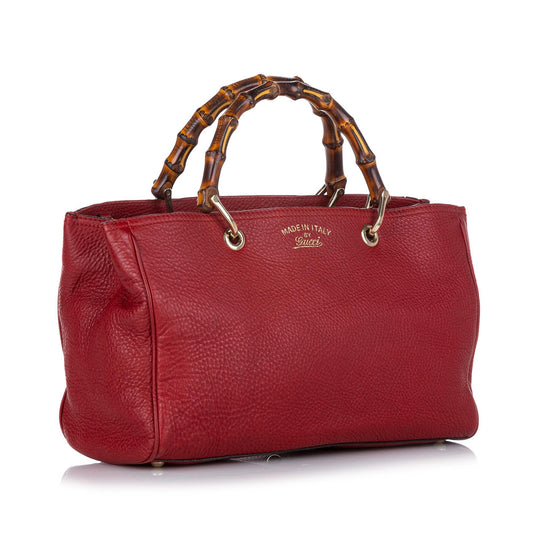 Gucci Bamboo Shopper Leather Satchel (SHG-23442)