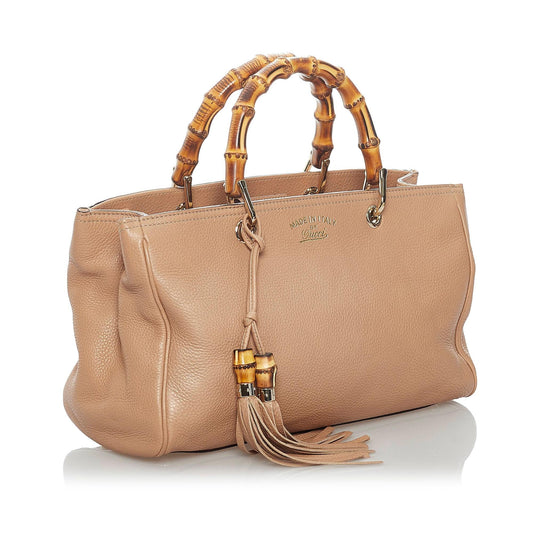 Gucci Bamboo Shopper Leather Satchel (SHG-30256)