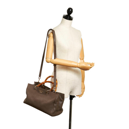 Gucci Bamboo Shopper Leather Satchel (SHG-30317)