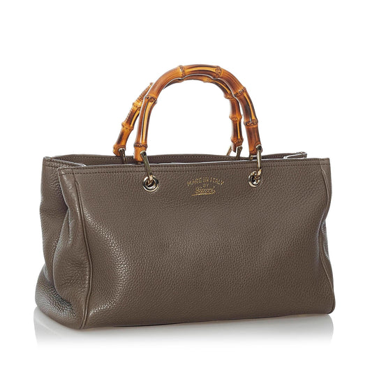 Gucci Bamboo Shopper Leather Satchel (SHG-30317)