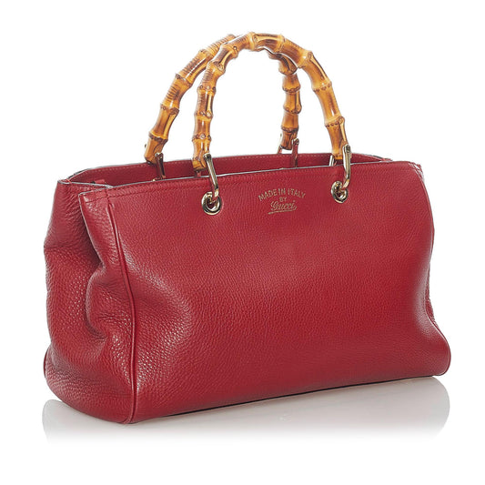 Gucci Bamboo Shopper Leather Satchel (SHG-30574)