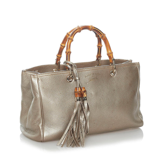Gucci Bamboo Shopper Leather Satchel (SHG-31045)