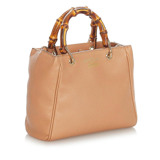 Gucci Bamboo Shopper Leather Satchel (SHG-31060)