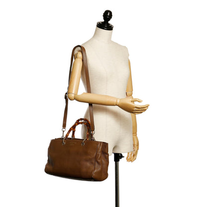 Gucci Bamboo Shopper Leather Satchel (SHG-31103)
