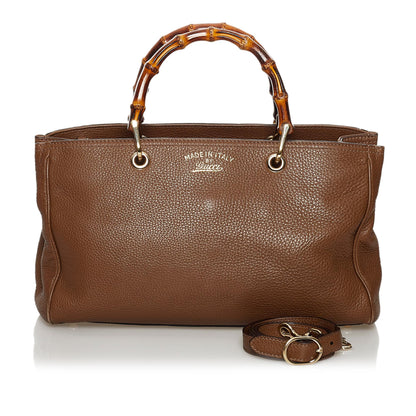 Gucci Bamboo Shopper Leather Satchel (SHG-31103)