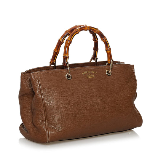 Gucci Bamboo Shopper Leather Satchel (SHG-31103)
