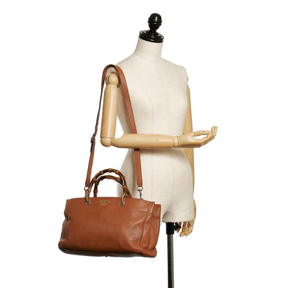 Gucci Bamboo Shopper Leather Satchel (SHG-31354)