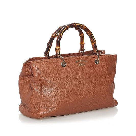 Gucci Bamboo Shopper Leather Satchel (SHG-31354)