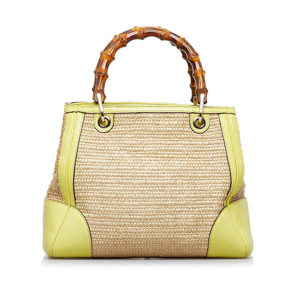 Gucci Bamboo Shopper Raffia Satchel (SHG-PexXRK)