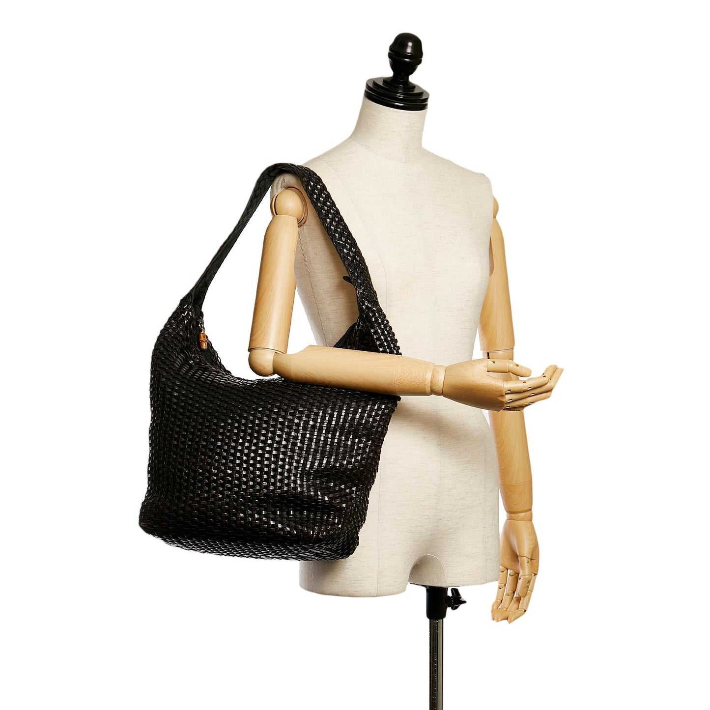 Gucci Bamboo Weaved Leather Shoulder Bag (SHG-31075)