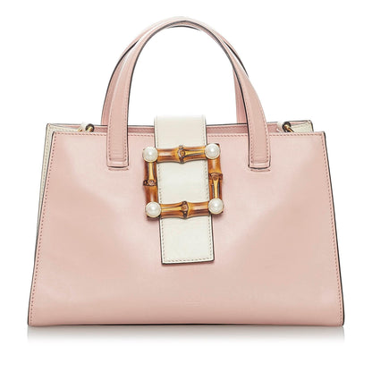 Gucci Bamboo Web Leather Satchel (SHG-29875)