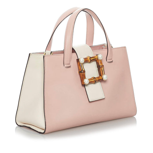 Gucci Bamboo Web Leather Satchel (SHG-29875)