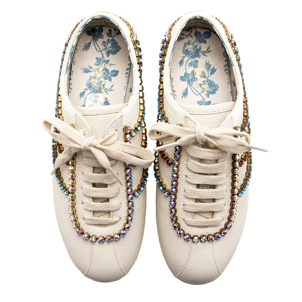 Gucci Calfskin Crystal Falacer Sneakers - Size 5.5 / 35.5 - FINAL SALE (SHF-20069)