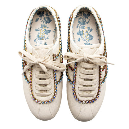 Gucci Calfskin Crystal Falacer Sneakers - Size 5.5 / 35.5 - FINAL SALE (SHF-20069)