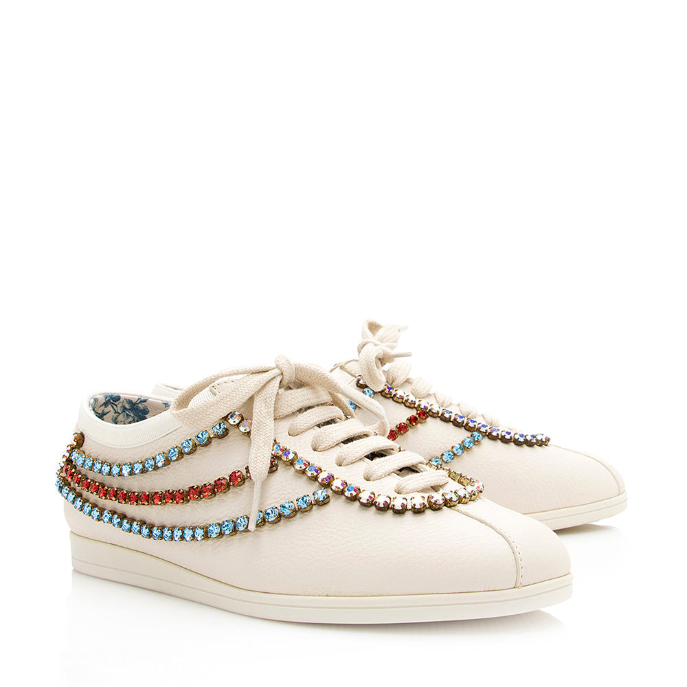 Gucci Calfskin Crystal Falacer Sneakers - Size 5.5 / 35.5 - FINAL SALE (SHF-20069)