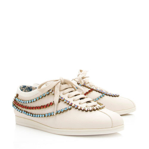 Gucci Calfskin Crystal Falacer Sneakers - Size 5.5 / 35.5 - FINAL SALE (SHF-20069)