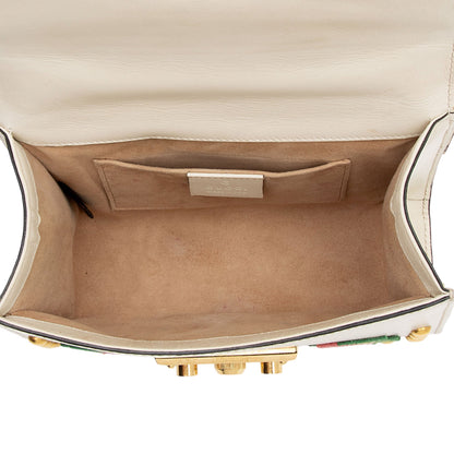 Gucci Calfskin Embroidered Padlock Small Shoulder Bag (SHF-IvAfyD)