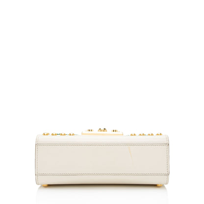 Gucci Calfskin Floral Studded Padlock Small Shoulder Bag (SHF-XfBq3s)