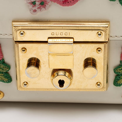 Gucci Calfskin Floral Studded Padlock Small Shoulder Bag (SHF-XfBq3s)