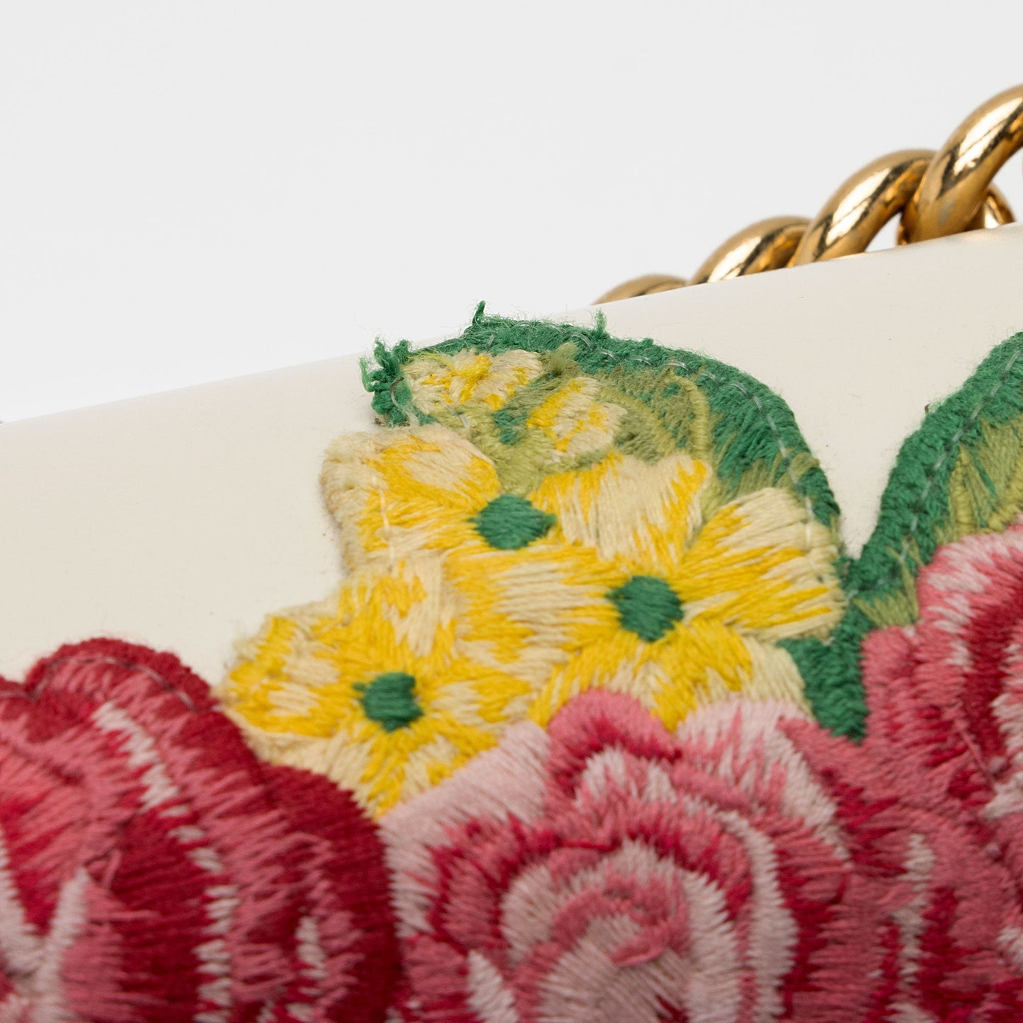 Gucci Calfskin Floral Studded Padlock Small Shoulder Bag (SHF-XfBq3s)