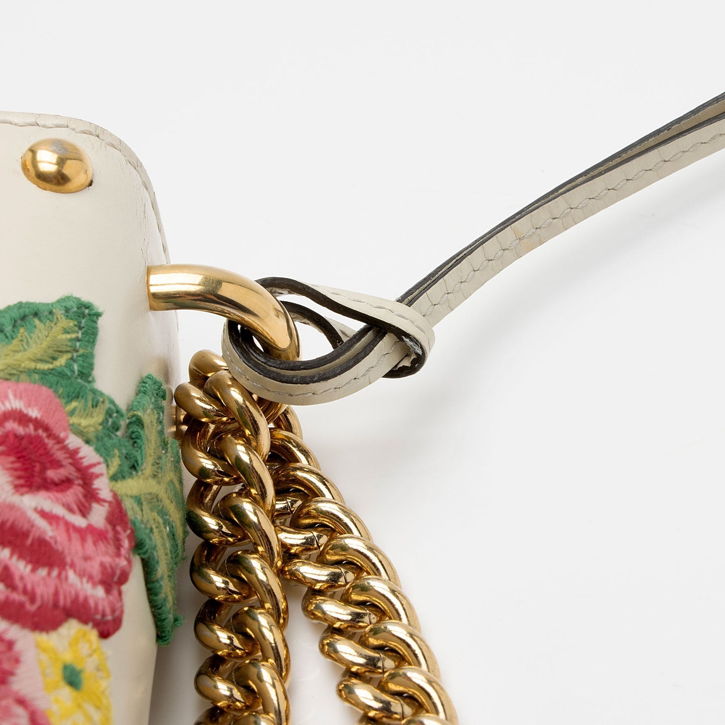 Gucci Calfskin Floral Studded Padlock Small Shoulder Bag (SHF-XfBq3s)
