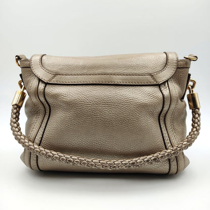 GUCCI Bamboo shoulder bag in platinum leather