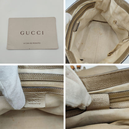 GUCCI Bamboo shoulder bag in platinum leather