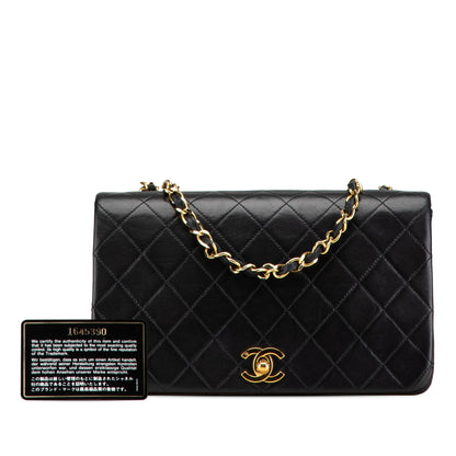 Black Chanel CC Quilted Lambskin Full Flap Crossbody Bag