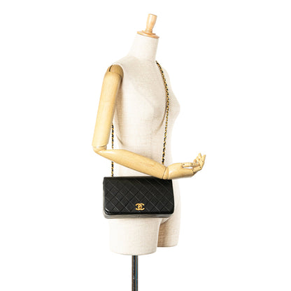 Black Chanel CC Quilted Lambskin Full Flap Crossbody Bag