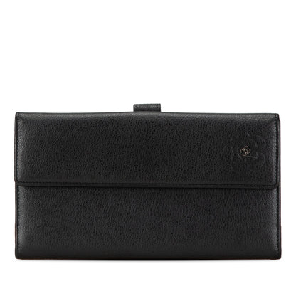 Black Chanel Calfskin Camellia Long Wallet