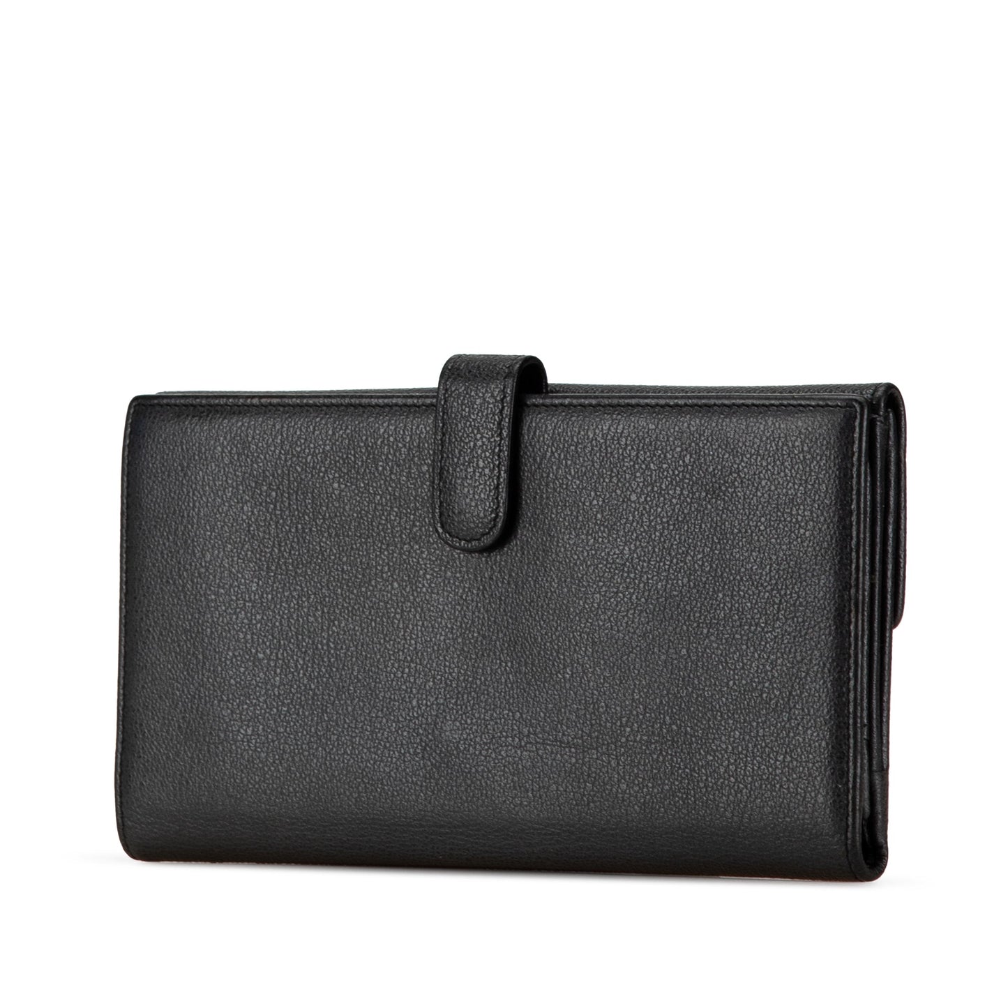 Black Chanel Calfskin Camellia Long Wallet