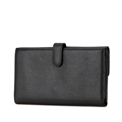 Black Chanel Calfskin Camellia Long Wallet