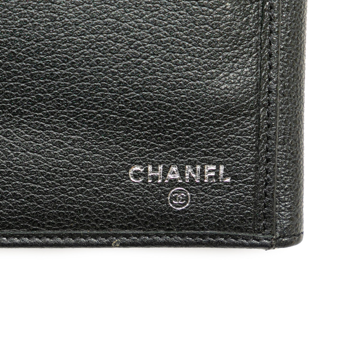 Black Chanel Calfskin Camellia Long Wallet