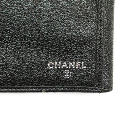 Black Chanel Calfskin Camellia Long Wallet