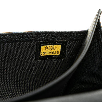Black Chanel Calfskin Camellia Long Wallet