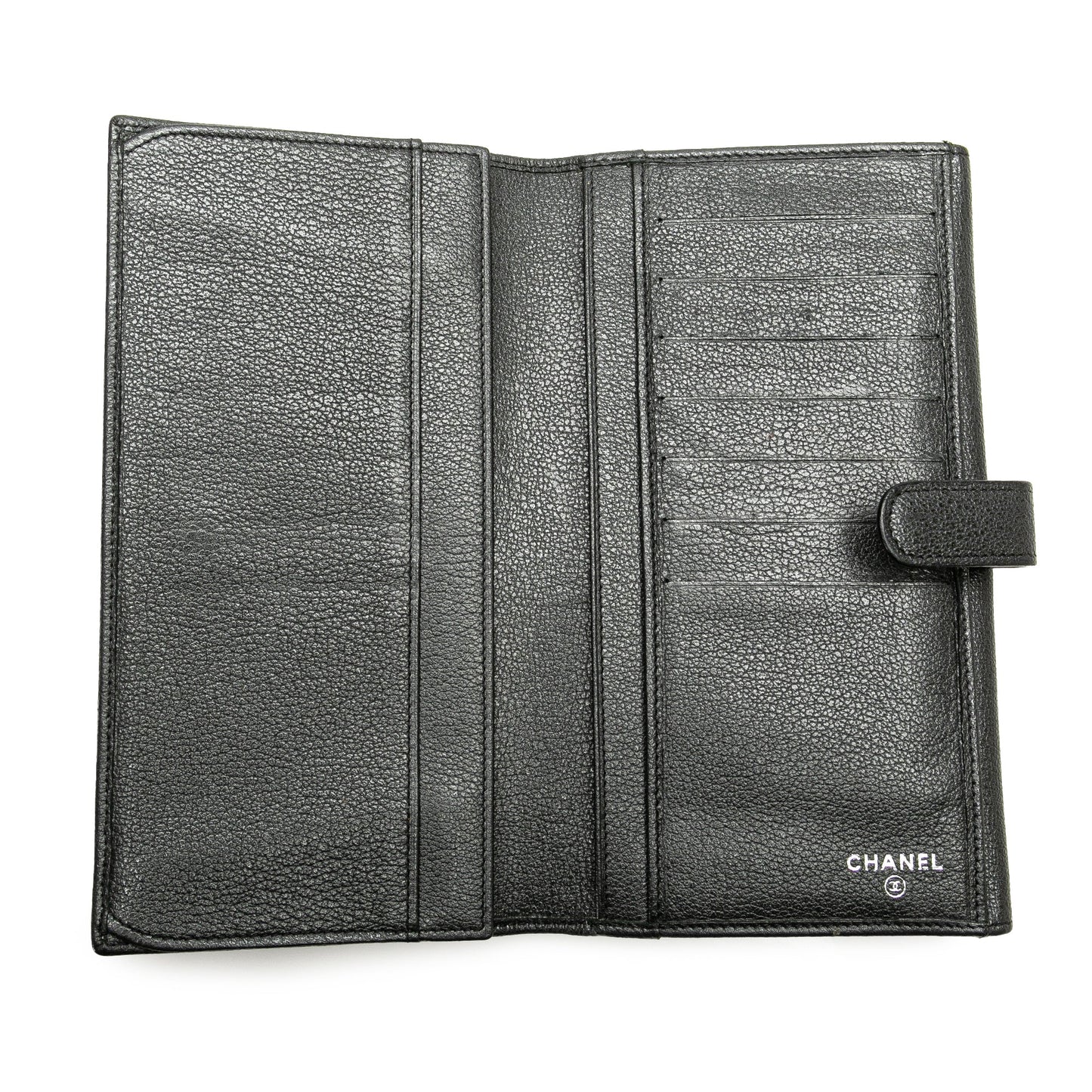 Black Chanel Calfskin Camellia Long Wallet