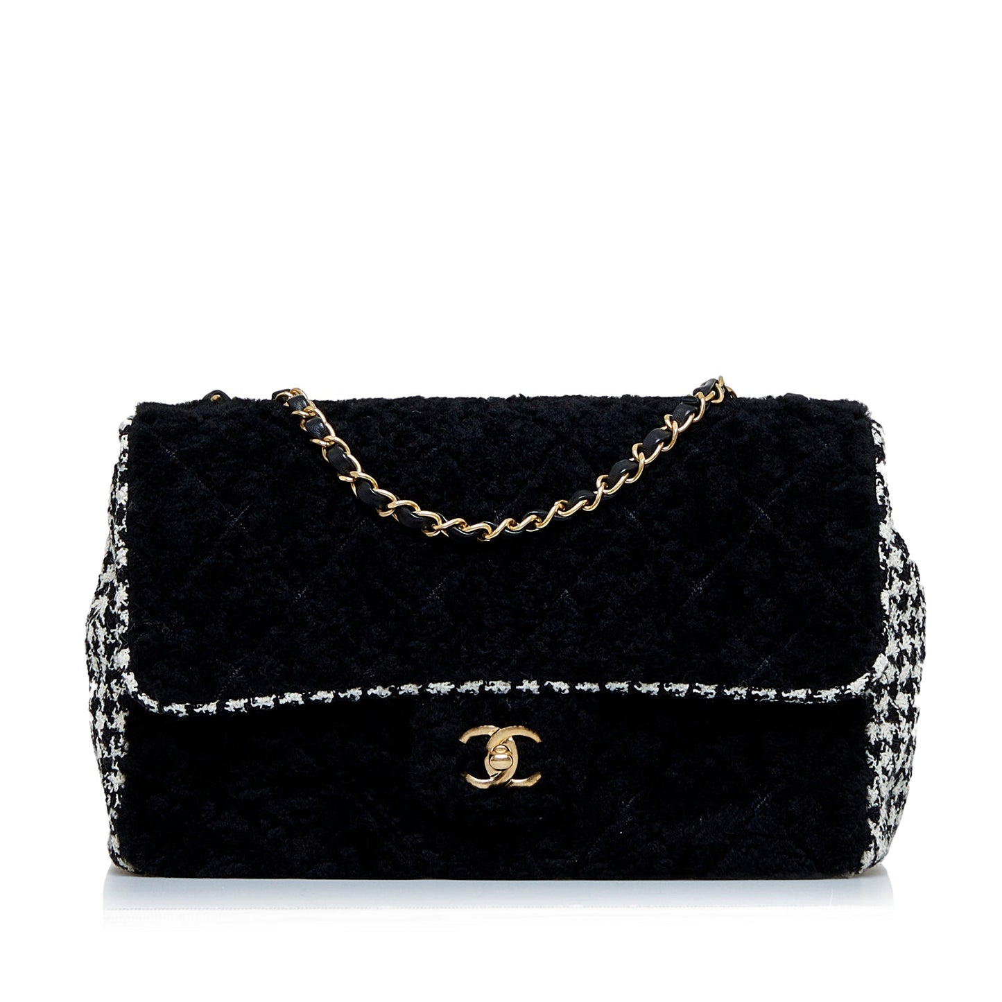 Black Chanel Shearling CC Turnlock Flap Bag