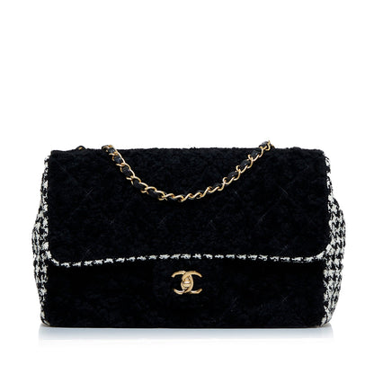 Black Chanel Shearling CC Turnlock Flap Bag