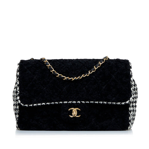 Black Chanel Shearling CC Turnlock Flap Bag