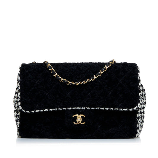 Black Chanel Shearling CC Turnlock Flap Bag