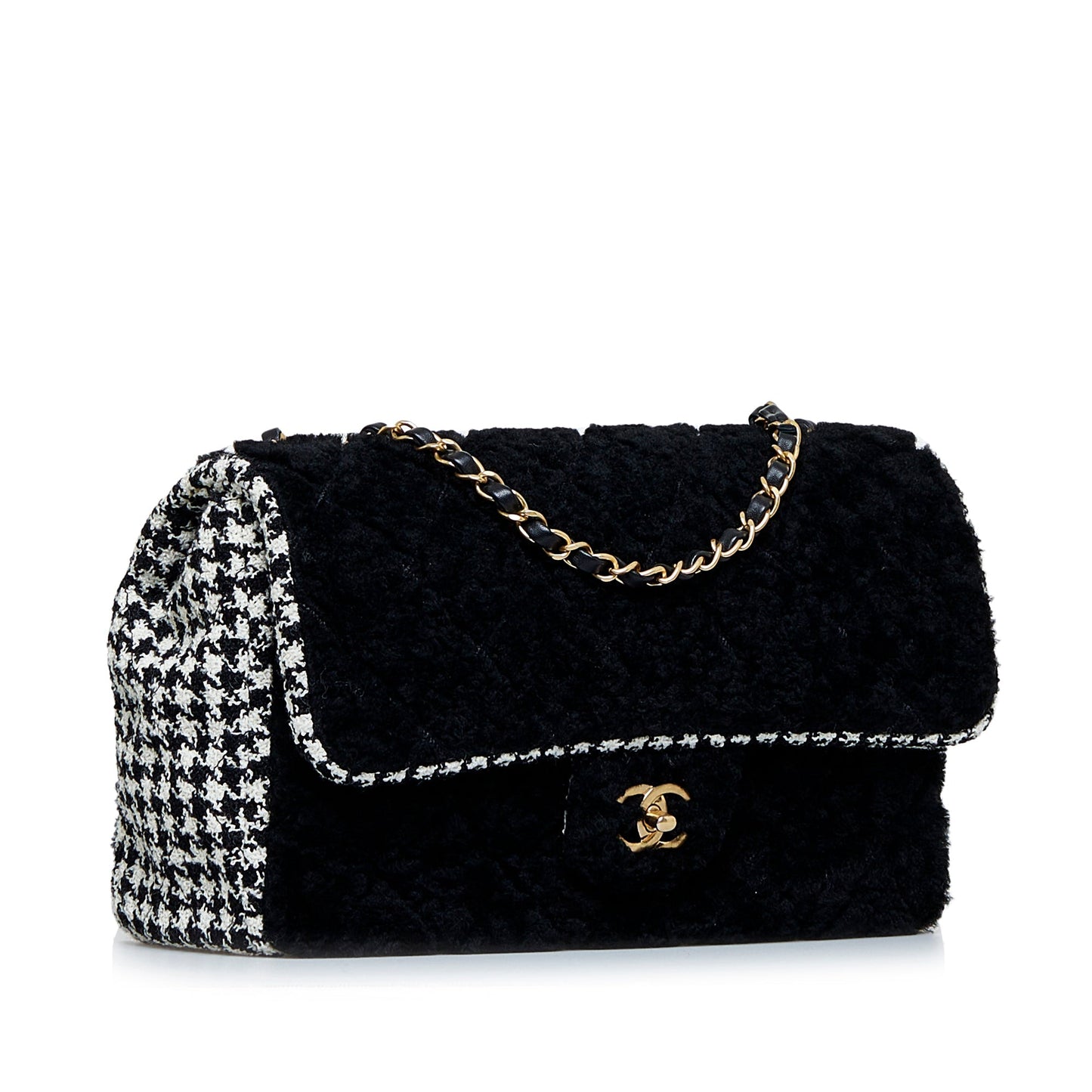 Black Chanel Shearling CC Turnlock Flap Bag