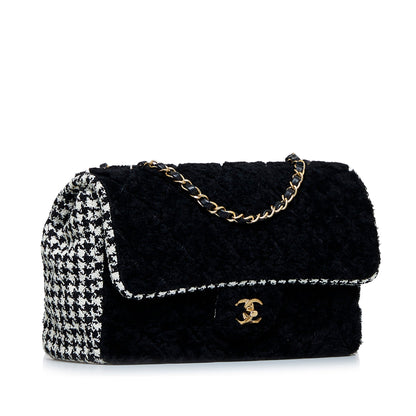 Black Chanel Shearling CC Turnlock Flap Bag