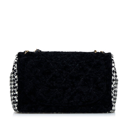Black Chanel Shearling CC Turnlock Flap Bag
