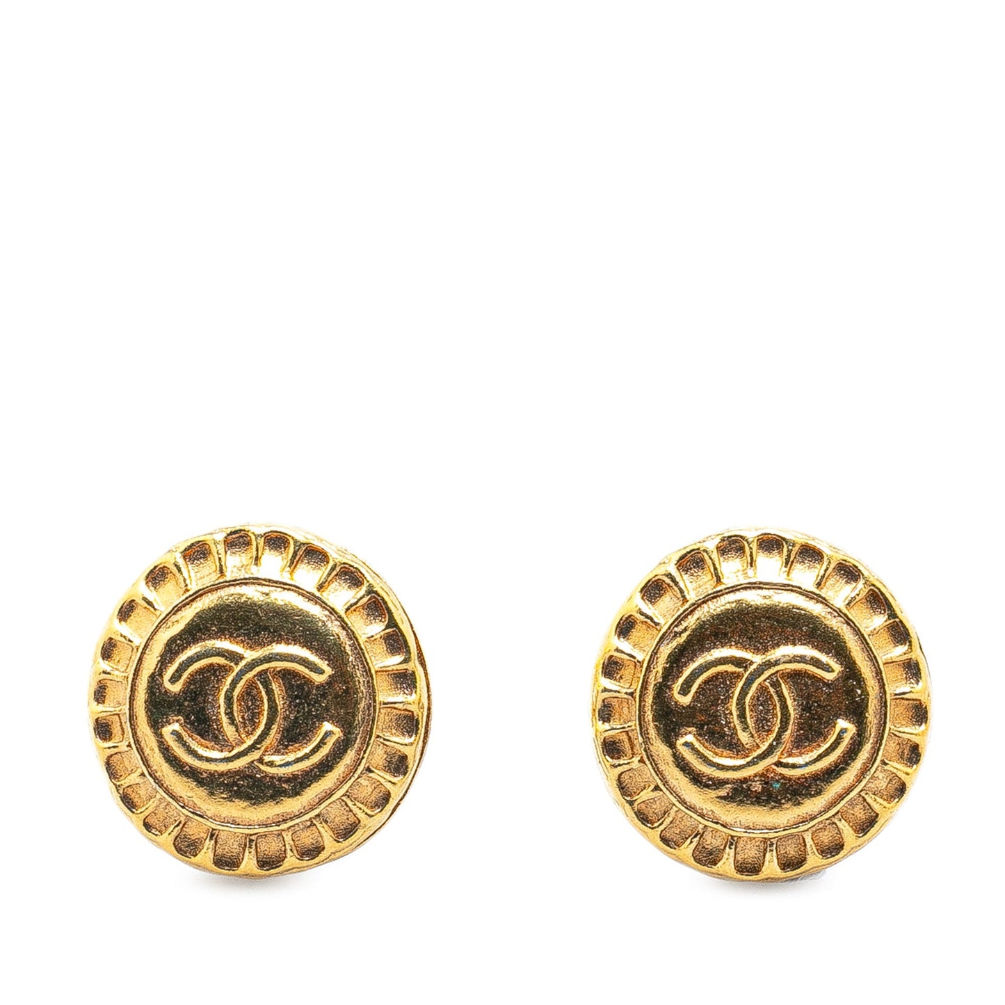 Gold Chanel Gold Plated CC Clip On Earrings