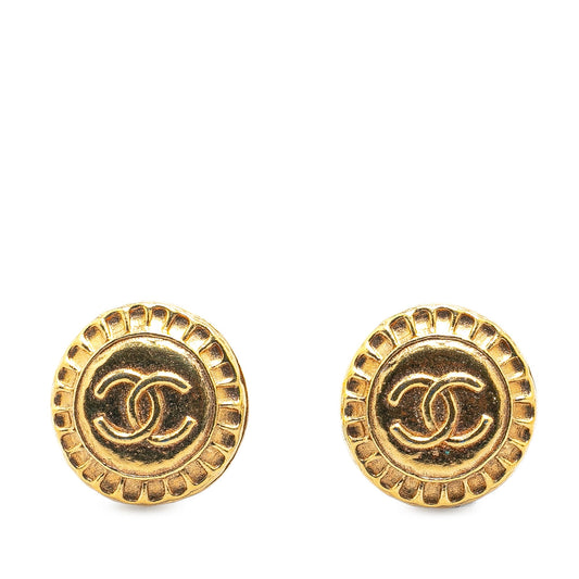 Gold Chanel Gold Plated CC Clip On Earrings